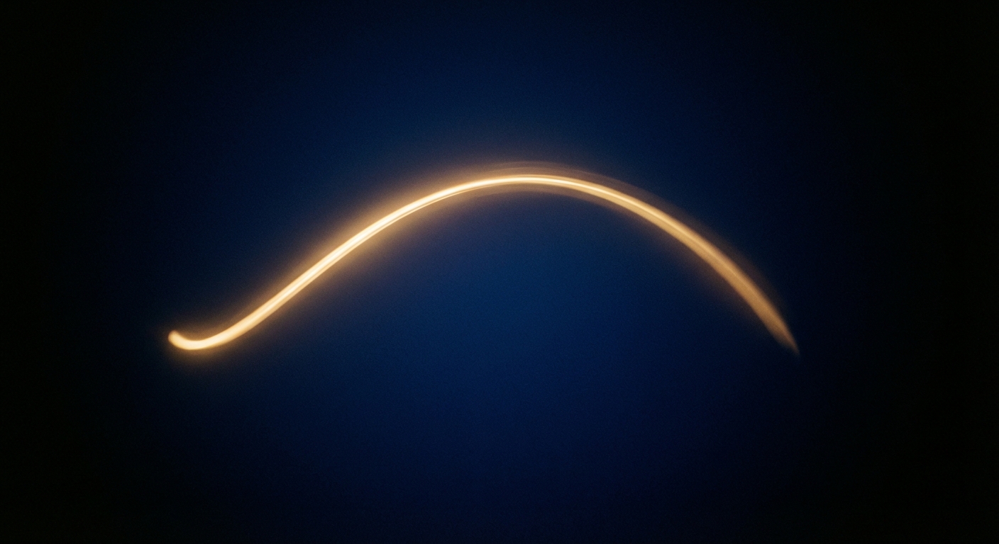 抽象的金色光弧，象徵從研究到實現的旅程