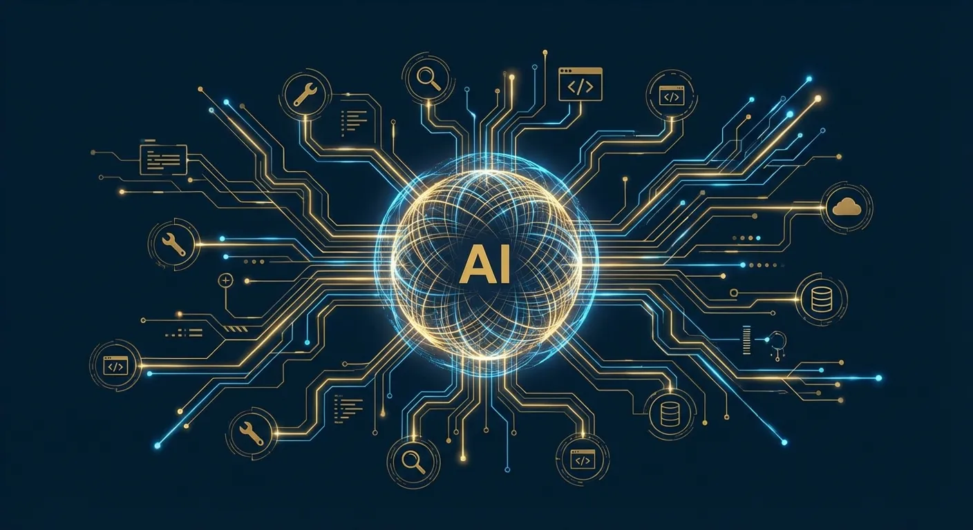 AI 工具調用架構的抽象視覺化呈現