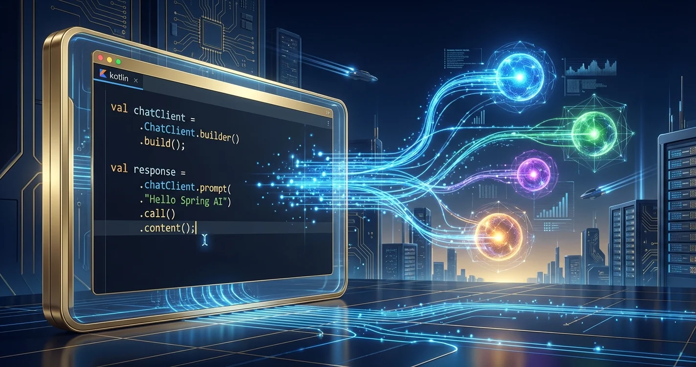 Spring AI 第一講:Kotlin 程式碼透過 ChatClient Fluent API 連接多個 AI 模型供應商的未來科技場景